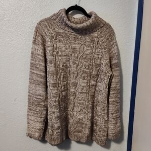 Women's Tan & White Cowl Neck Sweater from Clearwater Creek Size 1X
